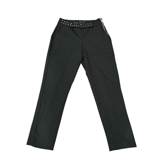 Small Womens Zara Black Stud Trousers with Side Zipper - Picture 1 of 6